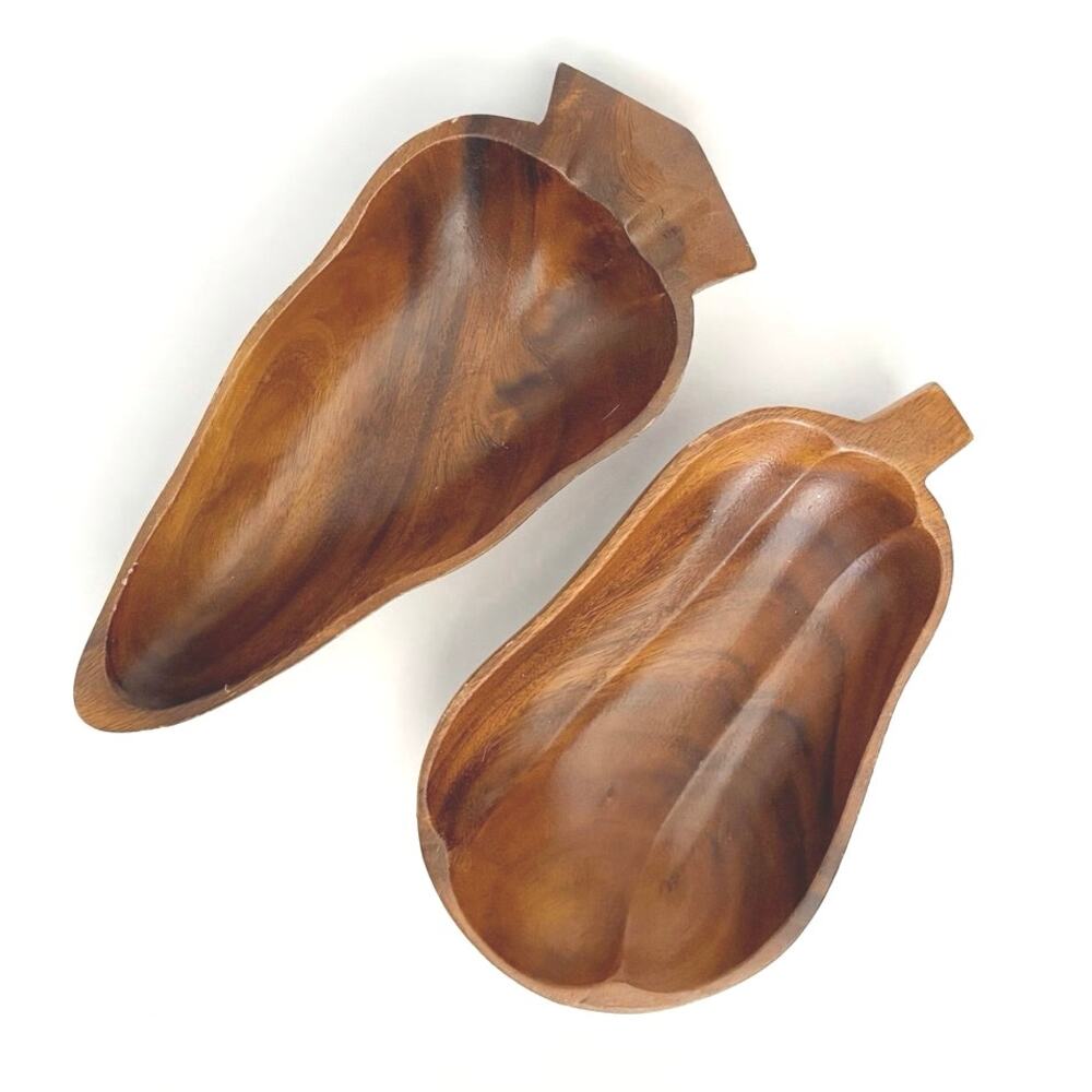 Wooden Pepper Dishes Set of Two MCM Vintage